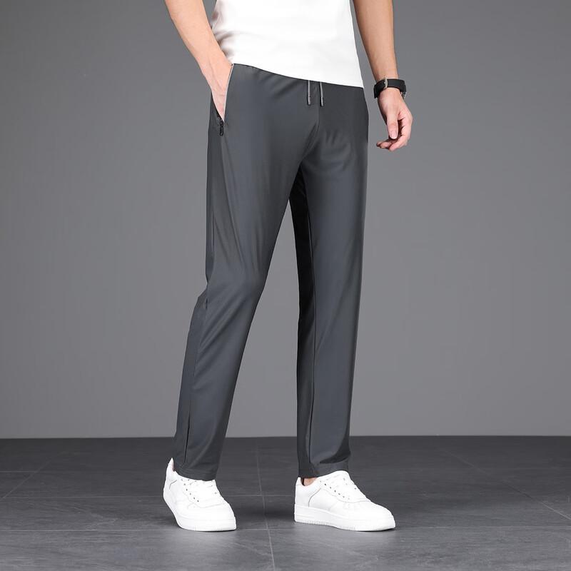 Jeep Men's Summer Lightweight Breathable Ice Silk Straight-Leg Casual Pants