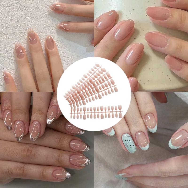 150Pcs Gradient Nude Short Almond Fake Nails Xs/S/M Size Glossy Full Cover Press On Nail For Women Daily Wear False Fingertips