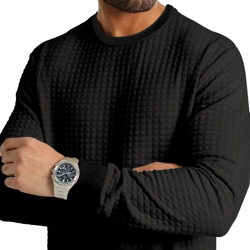 Autumn and Winter Men's Long-sleeved T-shirt Solid Colour Round Neck Knit Shirt Slim Small Square Men's Internal Bottoming Shirt