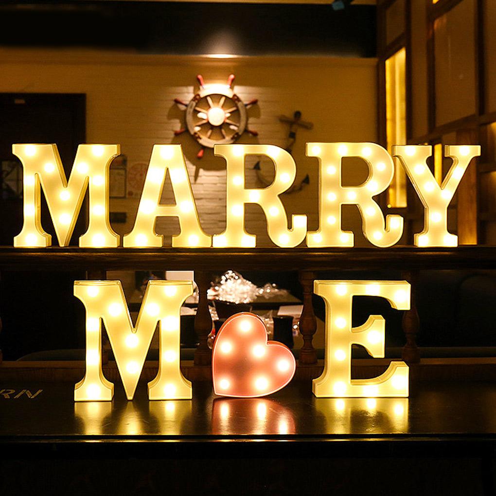 Luminous 26 English Alphabet Light Night Lamp Wedding Party Room Letter Decor