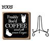 Decorative Signs with Metal Stands Halloween Coffee Bar Wooden Sign Iron Display Stand for Corner Kitchen Station Accessories Tabletop Decor,