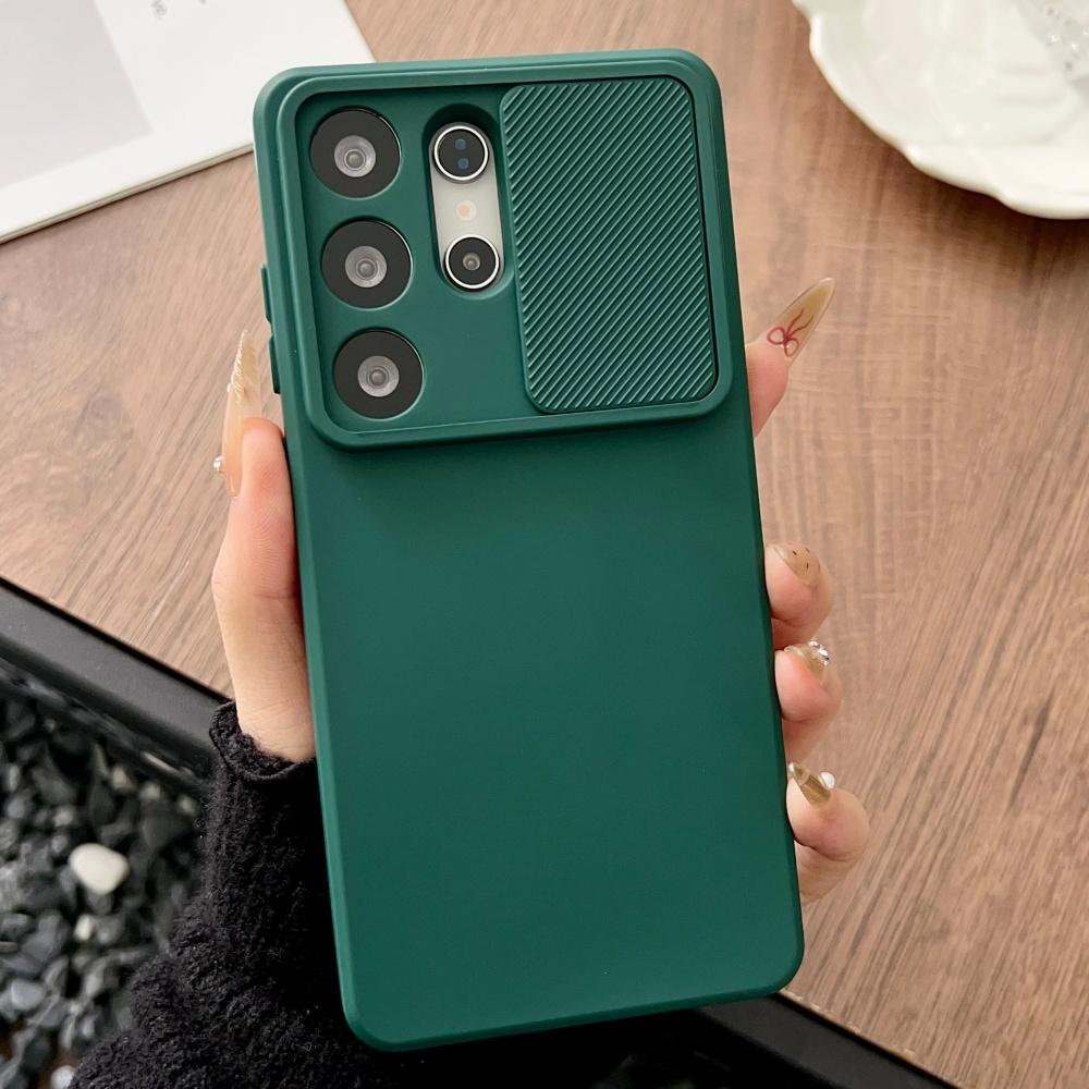 Soft Liquid Silicone Slide Camera Protection Case For Samsung S26 Ultra S25 S24 Plus S23 S22 S21 S20 FE Anti-Slip Bumper Cover