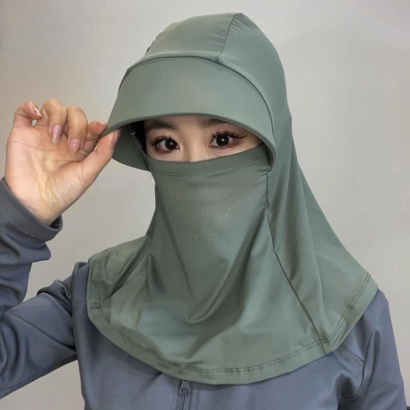 Sun Protection Hat with Integrated Mask - UV-Resistant, Dustproof, Ideal for Summer Outdoor Activities like Cycling and Tea Picking