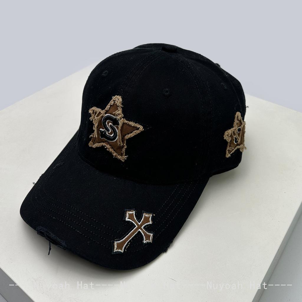 New Women'S Five Pointed Star Design Washed Cotton Baseball Cap Fashion Street Dad Hat