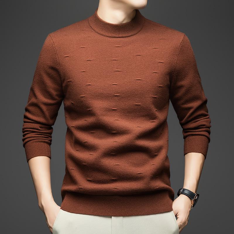 Winter Thick Jacquard Knit Sweater with Half-High Collar for All Ages