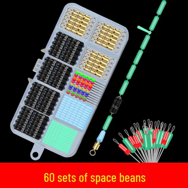Space Bean Super Tight Silicone Anti-Tangle Fishing Set: 8-Shaped Ring, Scaled Lead Float, Sub-line Clip, Gear Accessories.