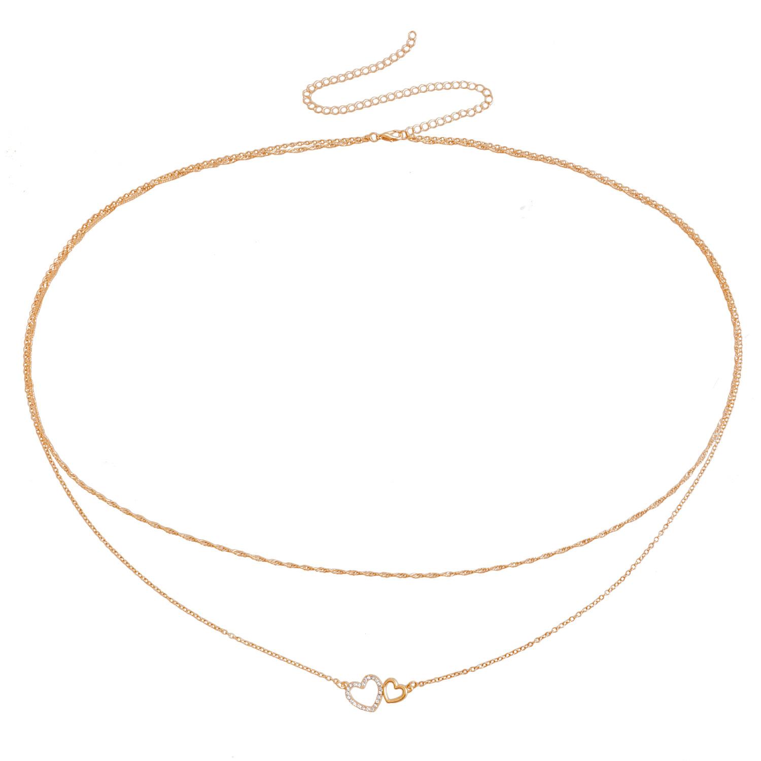 

European and American sexy bikini navel metal chain waist jewelry double geometric love pendant waist chain high sense