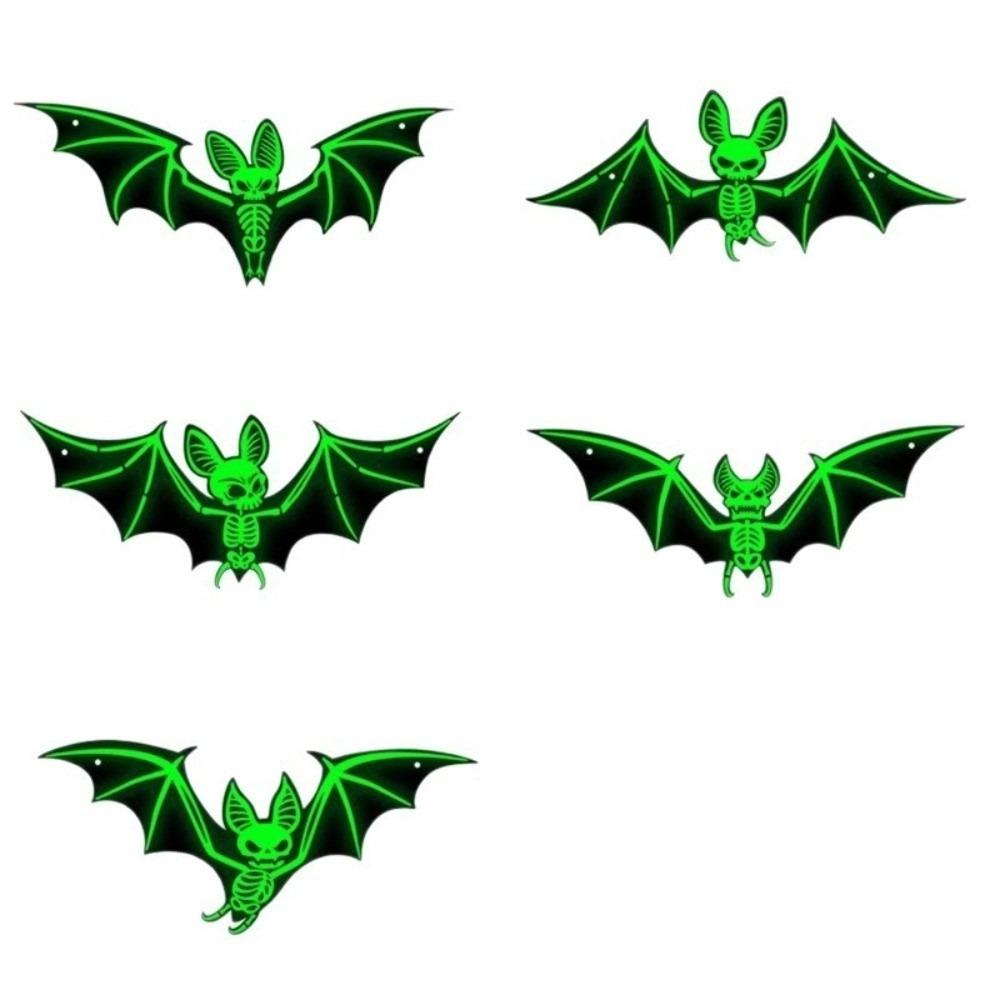 10pcs Halloween Glowing Hanging Bats PP Material Realistic 3D Bats Decorations Horror Theme Glow-in-the-Dark Bats Outdoor Decor