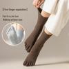 Women's Antibacterial Breathable Mid-Calf Five-Toe Socks, Spring/Autumn Version.
