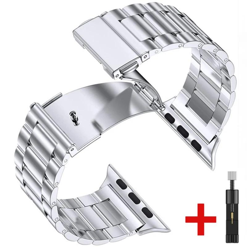 Metal Strap for Apple Watch Band 45mm 41mm 44mm 40mm 46mm 42mm Stainless Steel Wristband iWatch 11 10 9 8 7 6 5 4 SE Ultra 49mm