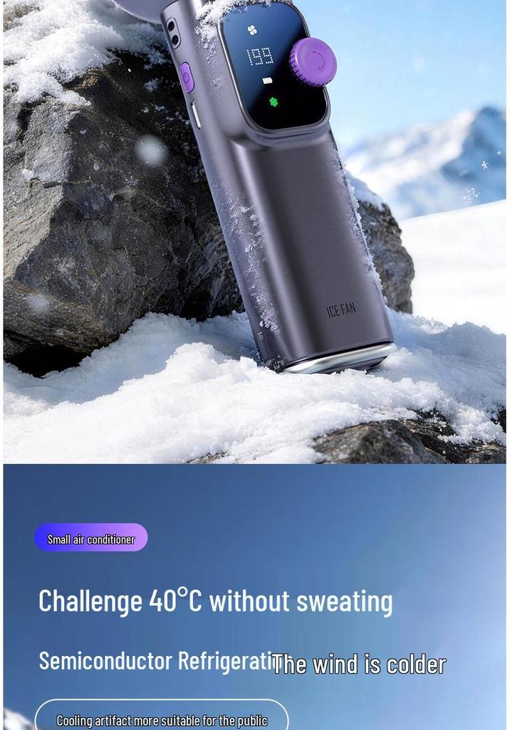 Portable High-Speed Cooling Handheld Fan with Strong Airflow, Long Battery Life, Foldable Neck, Digital Display, and Ice Pack Feature