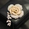 High-end Light Luxury Heavy Industry Luxury Two-color Gold with Diamonds Rose Brooch Elegant Atmosphere Luxury Flower Pin Women
