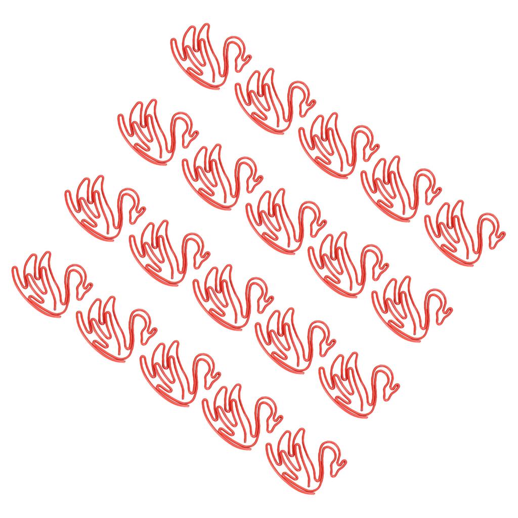 20Pcs Clipe de papel de desenho animado em forma de cisne Criatividade Metal Modelagem Decoração Artesanato Suprimentos Vermelho
