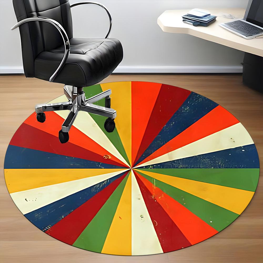 1PC Color Wheel Office Round Area Rug, Mat Suitable For Office, Under Office Chairs Bedroom Living Room Home Decor, Room Deco