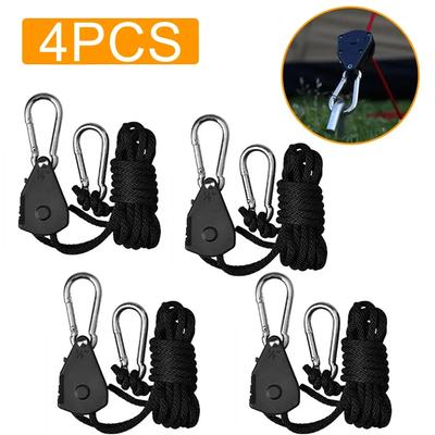 4pcs Adjustable 8inch Lanyard Hanging for Tent Fan Grow Plant Lamp Pulley Ropes Pulley Lifting Pulley Hook