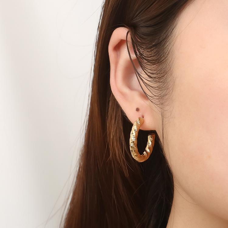 18K Gold-Plated Retro Stainless Steel Round Earrings