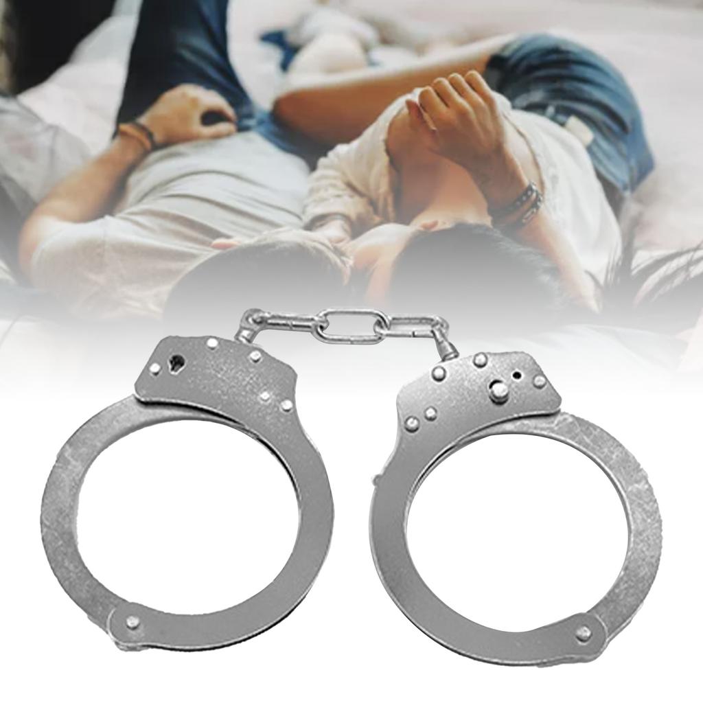 6,4oz pouta Stříbrná nerezová ocel Double Lock Módní pouta na hraní rolí pro dospělé