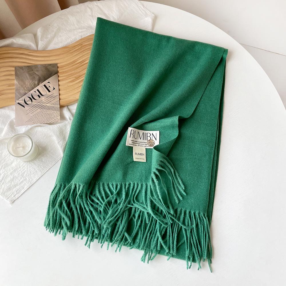 Solid color imitation cashmere scarf women's metal standard shawl women's high-grade relaxation camel-colored warm scarf