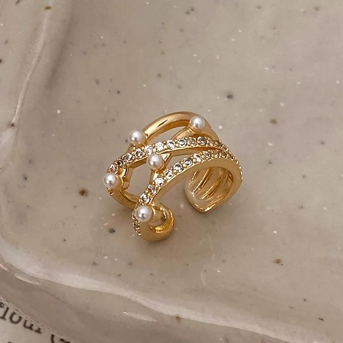 PONYKISS Серебряный 1 шт. Циркон Жемчуг Крест Круглый Клипса Серьга для Женщин Минималистичный Модный Изящный Геометрический Аксессуар