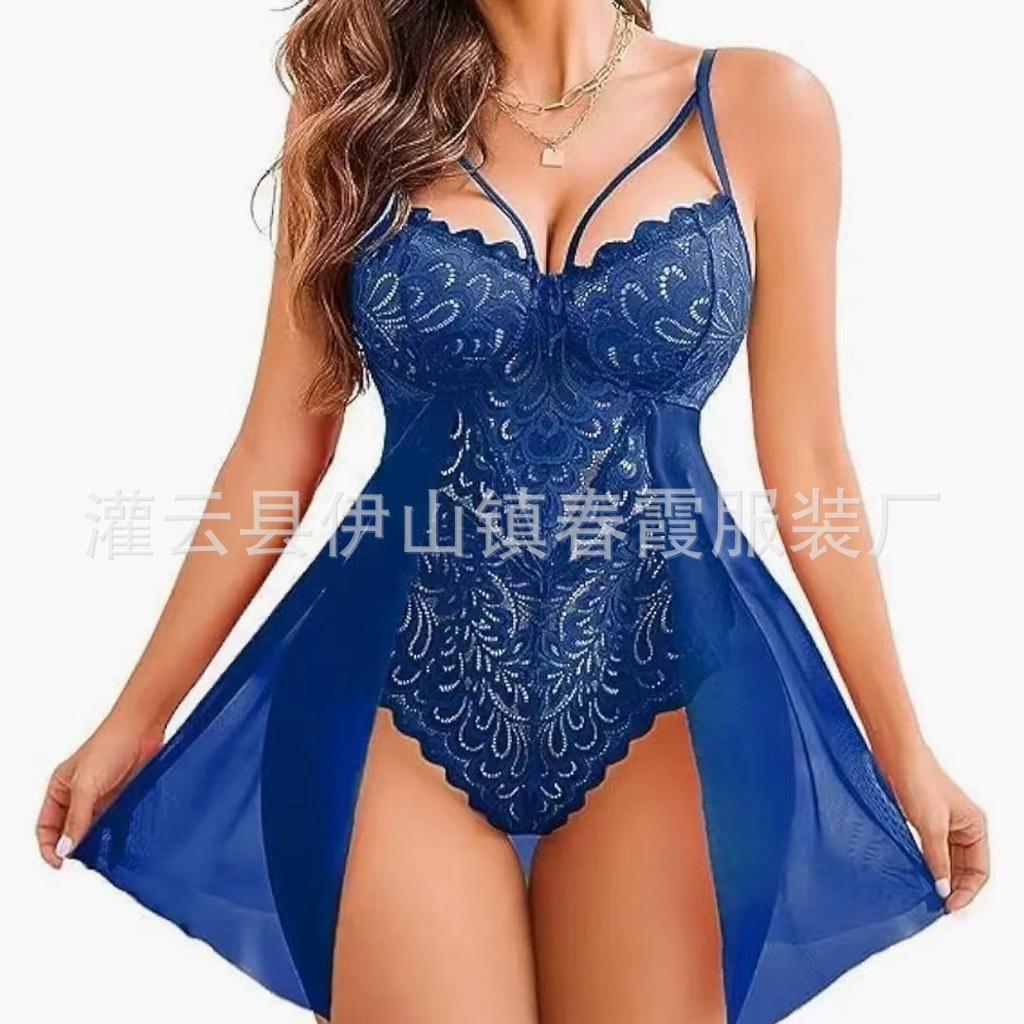 New One-piece Mesh Lace Pure Desire Slim Peach Hip Suspender One-piece Tight Lingerie Pajamas