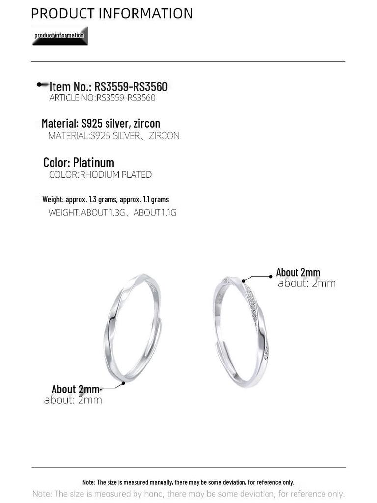 Möbius 925 Sterling Silver Couple Rings - Men's & Women's Wedding Pair Rings, Perfect for Valentine's Day Gifts