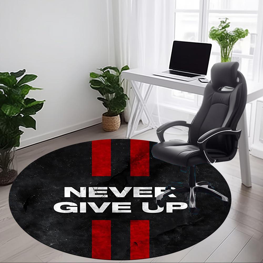 1pc Never Give Up Chair Carpet for Office, Round Non-Slip Durable Large Size Office Carpet, Suitable for Office, Beautiful Decoration