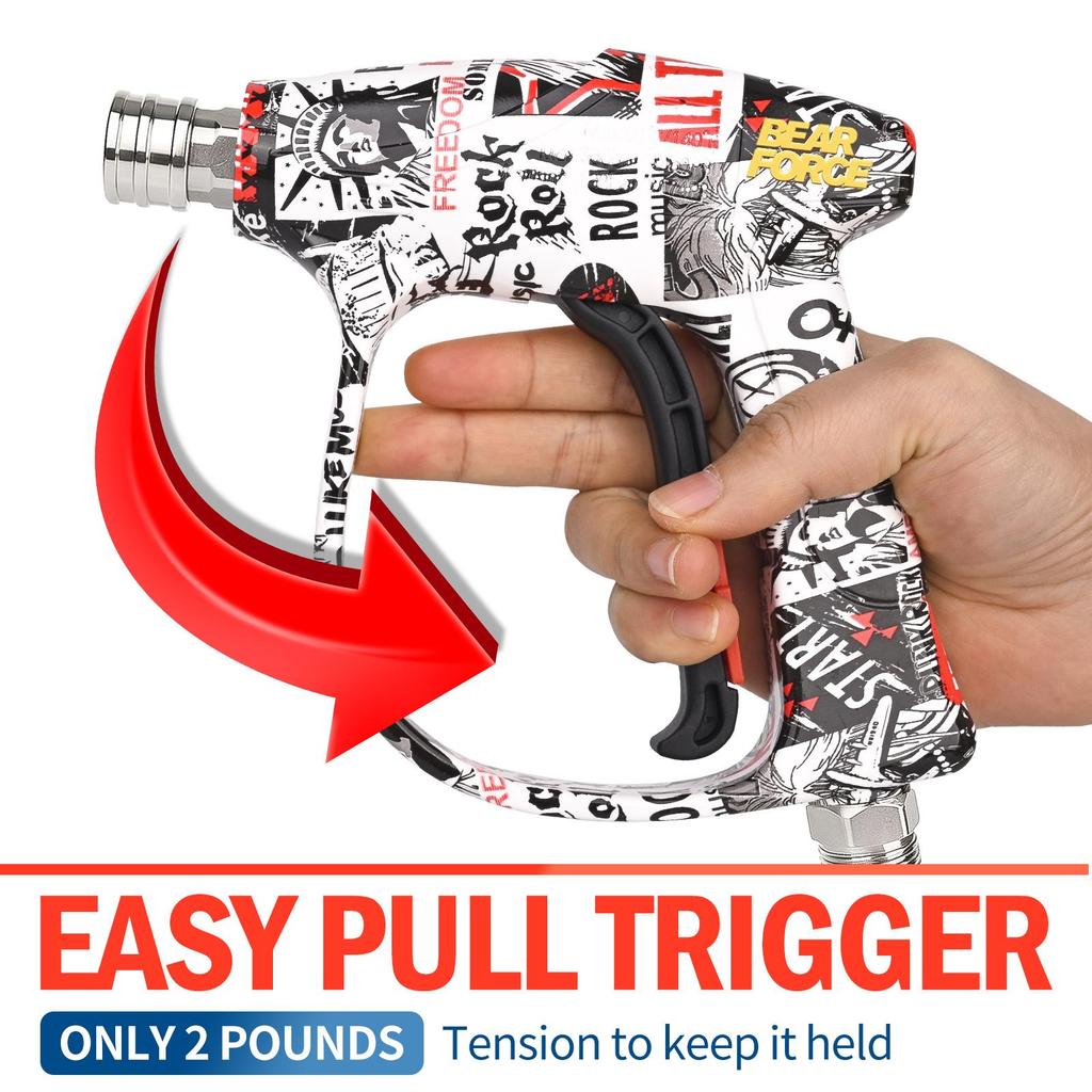 BEAR FORCE High Pressure Washer Gun 210Bar/ 3000 PSI Max, Power Washer Color Painted Short Spray Gun Inlet M22-ID14mm with 1/4" Quick Connector