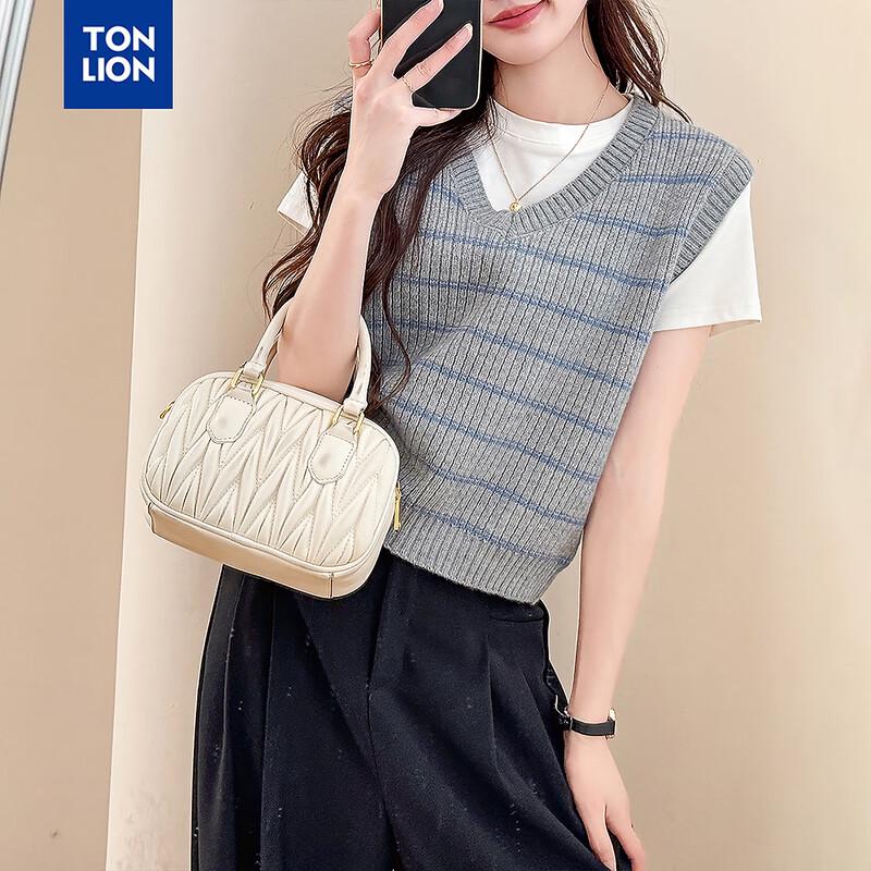 

TonLion Women s Striped V-Neck Knit Vest L