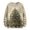Ladies' Fashionable Casual Long Sleeved Christmas Printed Round Neck Knitted Yarn