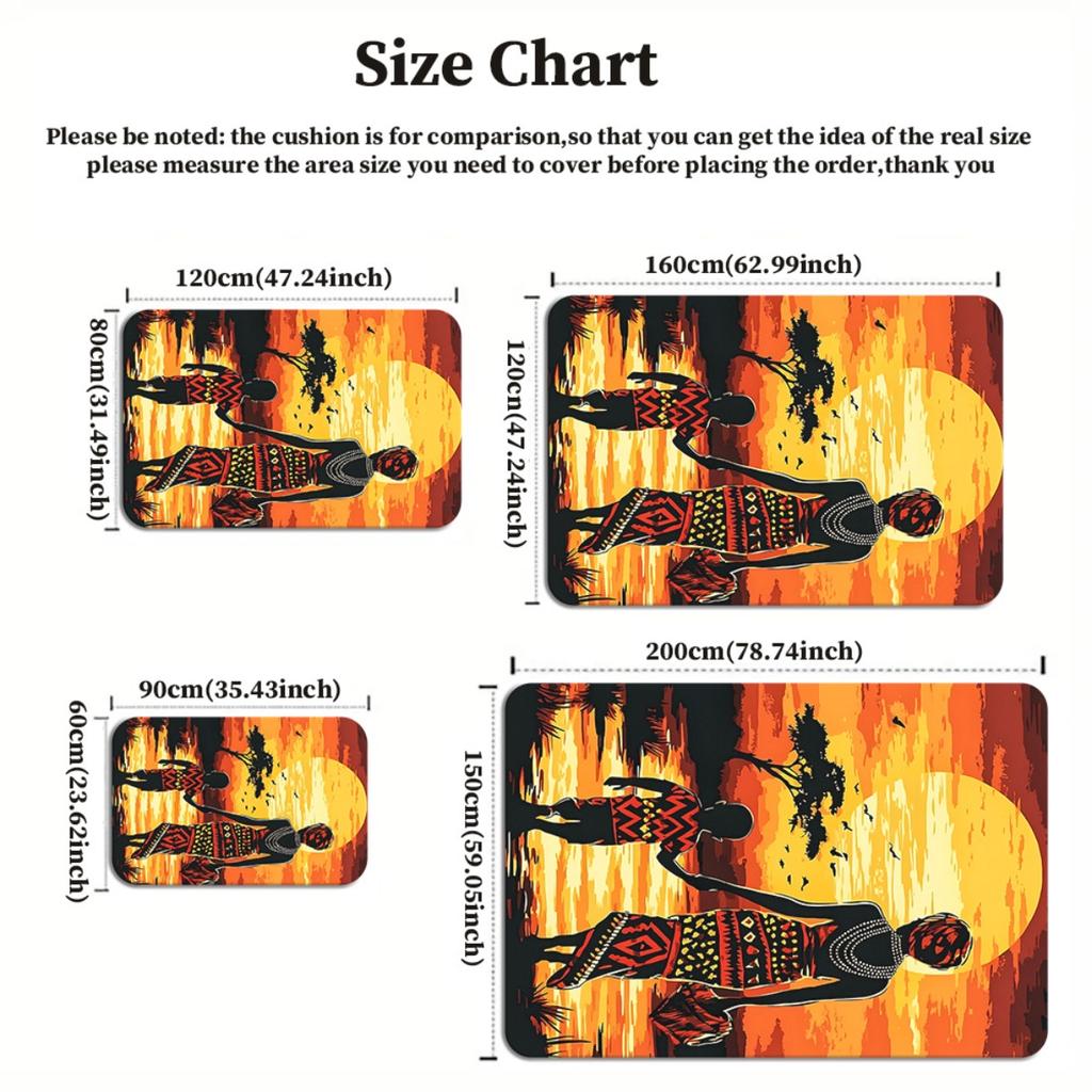 African Tribal Sunset Scene Crystal Velvet Rug Ethnic Home Decor Cultural Floor Mat Living Room Artistic Carpet
