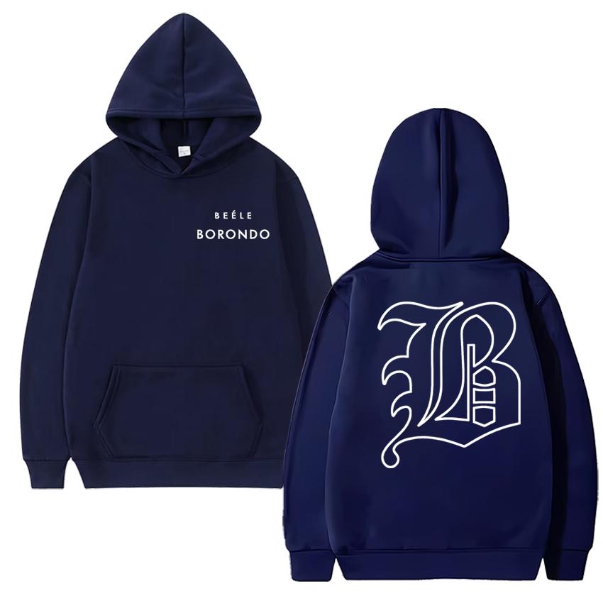 

Hot Rapper BEELE Borondo Double Sided Logo printed black Hoodies Unisex vintage hip hop streetwear Men women Fleece Sweatshirt 3XL