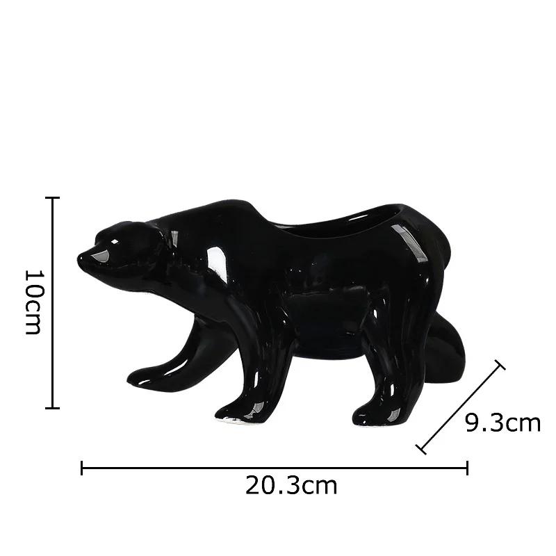 Cartoon Polar Bear Ceramic Vase Creative Small Plant Pots Table Decoration Flowers Arrangement Flower Vase Room Aesthetic Decor