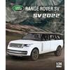 Escala 1/24 Land Rover Range Rover SV2022 Modelo de Carro Diecast de Liga Veículo Off Road Som e Luz Presentes para Crianças Presentes com Crianças