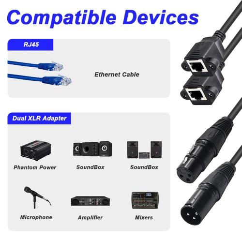 Xiatiaosann XLR 3-Pin to Dual RJ45 Cable, Dual RJ45 Female to XLR 3-Pin Male Cable, Dual RJ45 Female to XLR 3-Pin Female Cable, Dual RJ45 to DMX XLR C