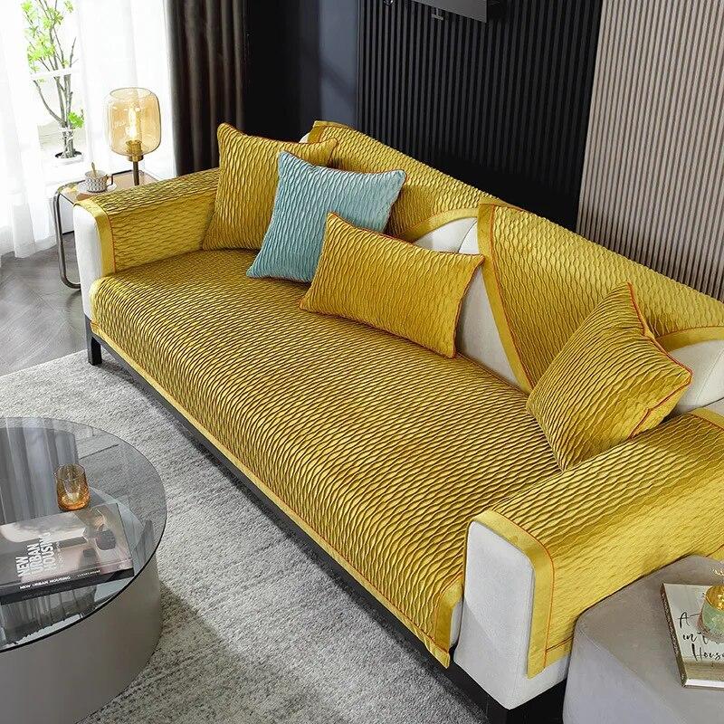 Husă de pernă tridimensională pentru canapea din catifea Prosop din pânză îngroșată, anti-alunecare, prietenoasă cu pielea, husă de lux pentru canapea pentru sufragerie