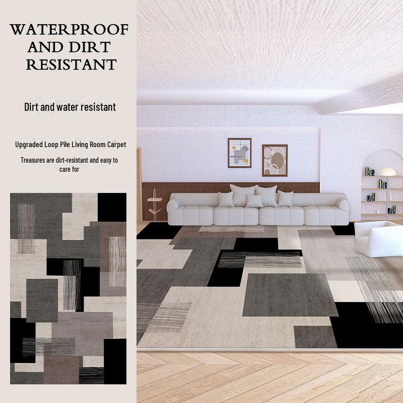 French Modern Luxury Black & White Plaid Carpet for Living Room & Bedroom