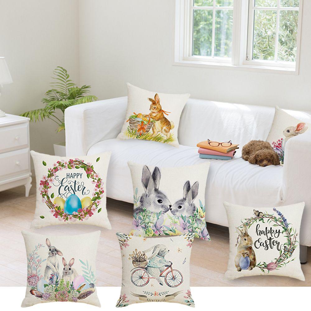 Party Bunny Eggs Sofa Easter Pillowcase Pillow Case Easter Decorations Cushion Cover