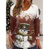 Fashion 3D Print Snowman Christmas Theme O-Neck Long Sleeve T-Shirts Womens Clothing Casual Y2K Clothes Harajuku Female Clothing