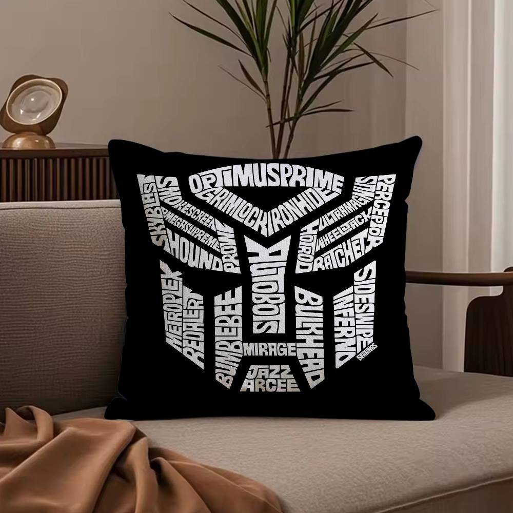 T-Transformer Classic Film Pillow Case Anti-dustmite Pillowcase Invisible Zipper Silky Short Plush Sofa Cushion Cover