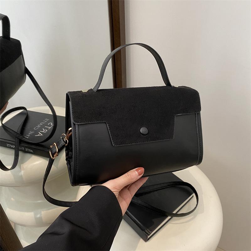 Retro Matte Handbag  New Spring Fashion Solid-color Shoulder Bag  Patchwork Handbag  Textured Crossbody Bag