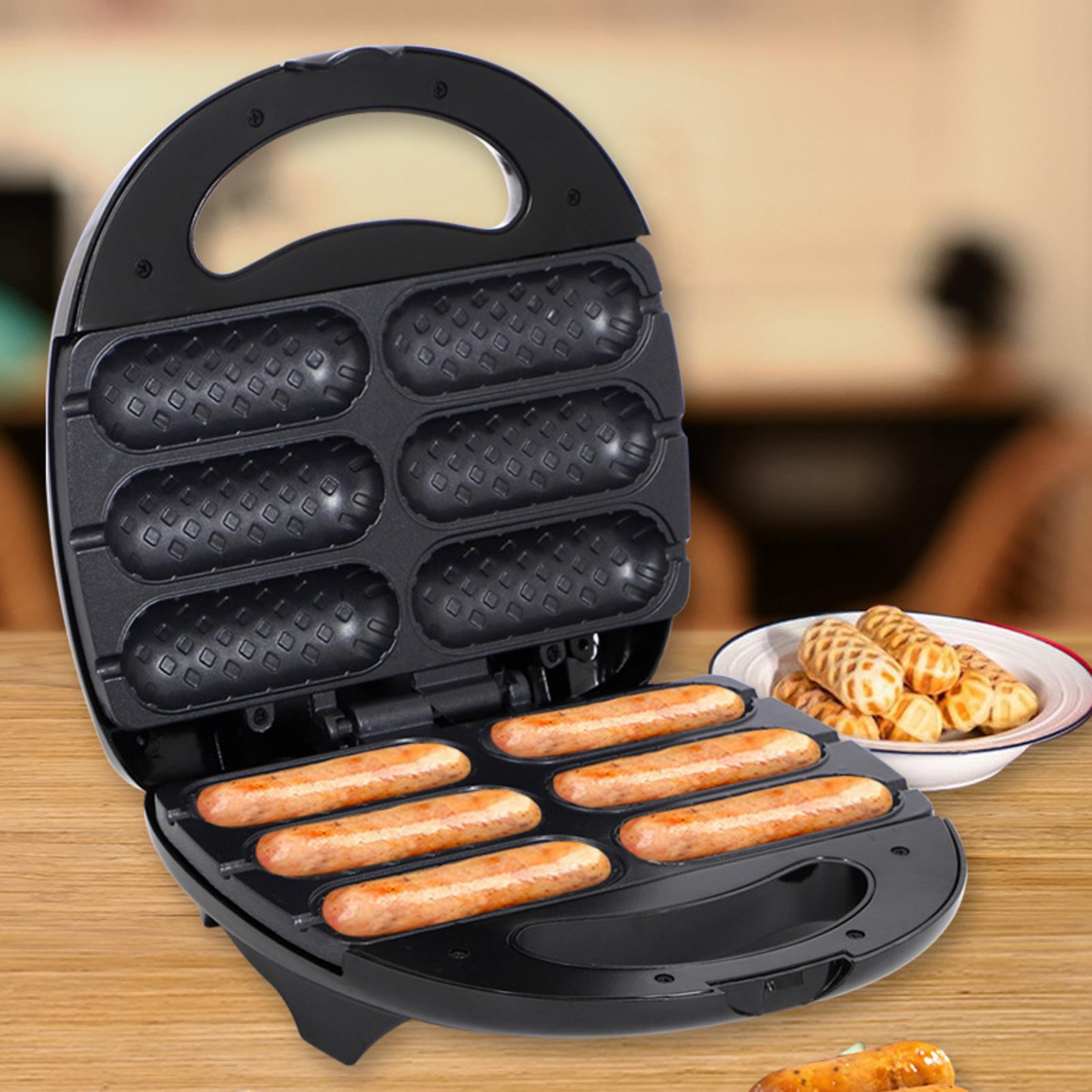 Gyorsmelegítésű, automatikus hőmérséklet-szabályozású kukorica hot dog készítő, gofrisütő, tapadásmentes olajsütő 6 kukorica hot doghoz