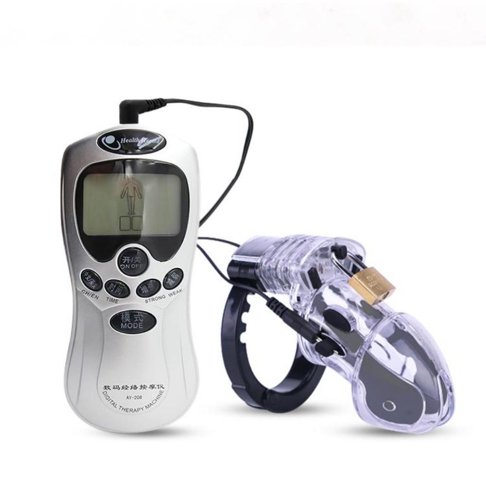 Electro Shock CB6000 Male Chastity Cage Ball Stretcher,Electric Shock Cock Cage Penis Ring, Timer Lock Chastity Belt Sex Toy