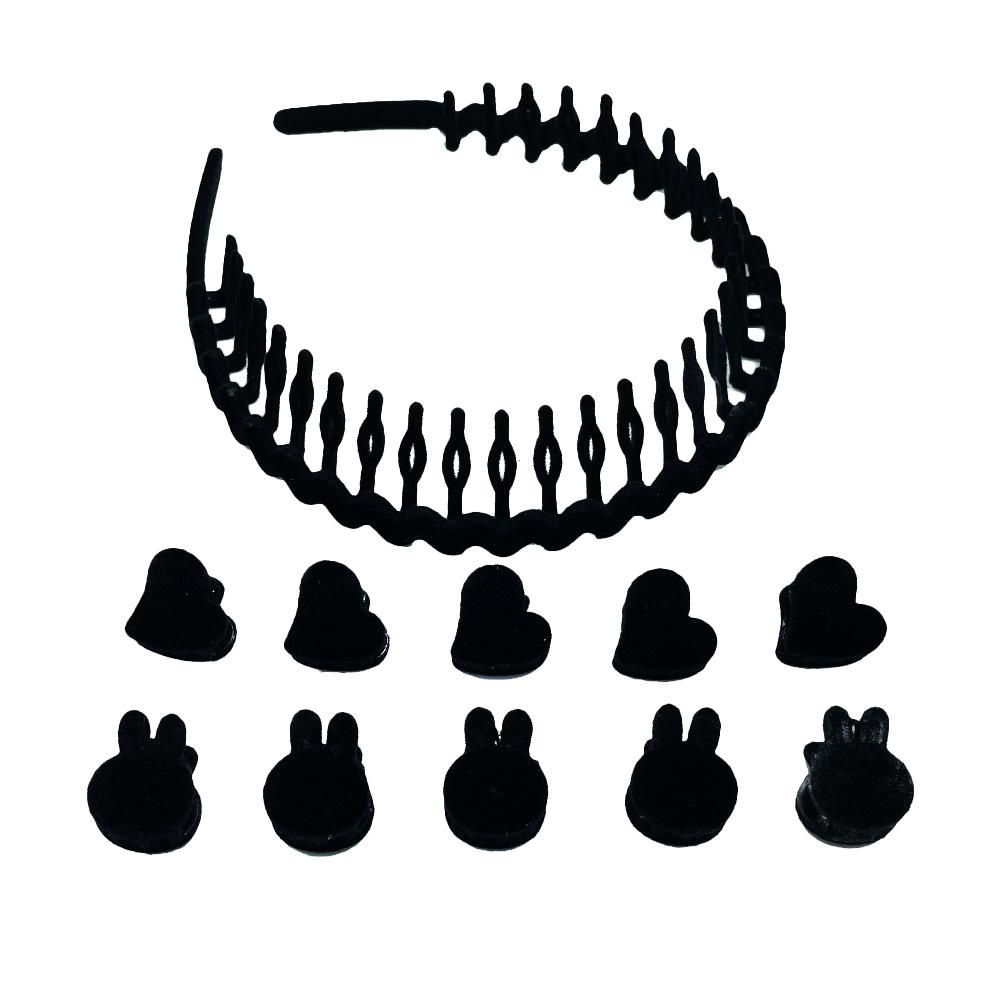 6Pcs/Set Fabric Red Black Plastic Small 2cm Hair Claw Hair Crabs for Girls With Non-Slip Teeth Hair Hoops Accessories For Women