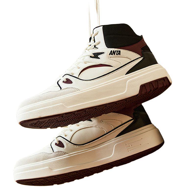 New Anta Sponge Cake Anti Slip Wear Resistant High Top Skateboard Shoes Men's White Red Black 912448082-2