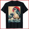 Pengzilla Penguin Japanese Art Funny Penguin Gift Black Cotton T-Shirt S-5XL