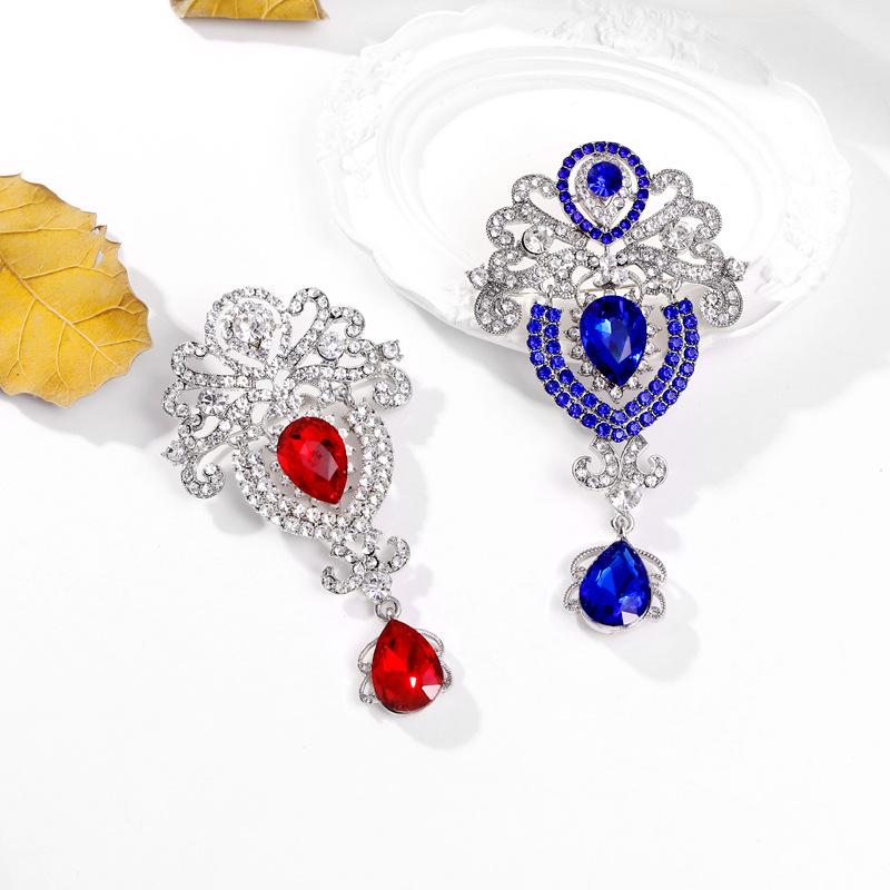 Fashion Luxury Rhinestone Crystal Waterdrop Brooch For Women Clothing Coat Jewelry Accessries Gifts
