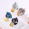 Elegant Fan Shape Hairpin Metal Tassel Faux Pearl Decor Hair Clip  Hanfu Decoration