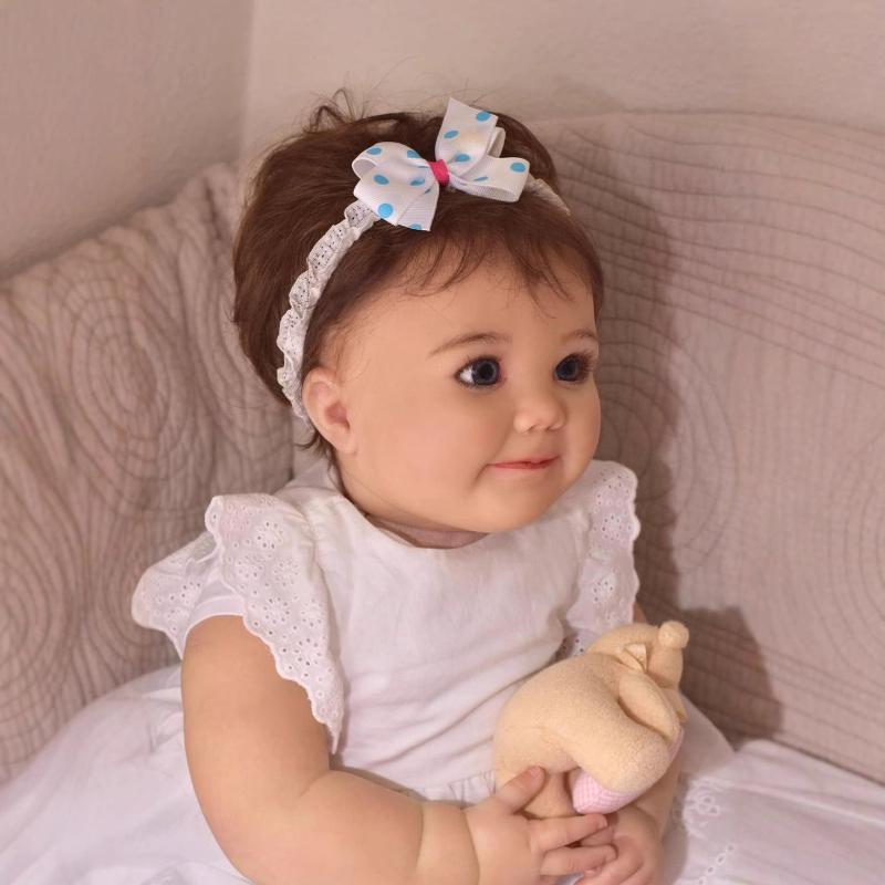 Lovely 60cm Reborn Toddler Doll JUNE Awake Soft Cloth Body Princess Newborn Baby Doll Handmade 3D Painted Skin Realistic Baby Dolls for Kids Play Toys