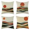 New Oil Painting Sunrise Impression Linen Pillowcase, Simple Four-piece Set with Label