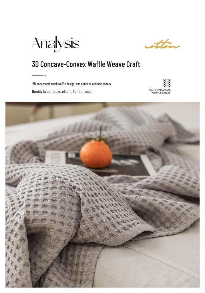 Pure Cotton Waffle Texture Blanket - Versatile Coverlet for Nap, Air Conditioning, or Summer Use